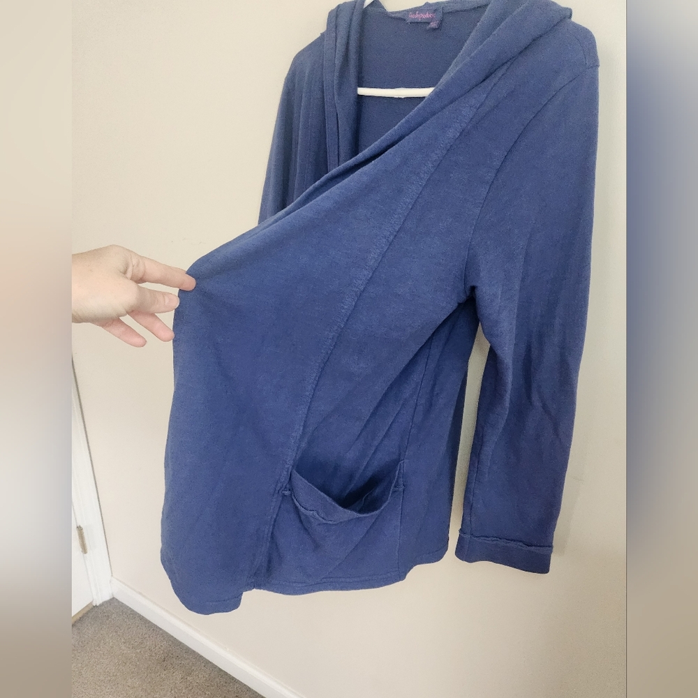 Women's Fresh Produce Navy Blue Hooded Cardigan Med /Large - Picture 6 of 7